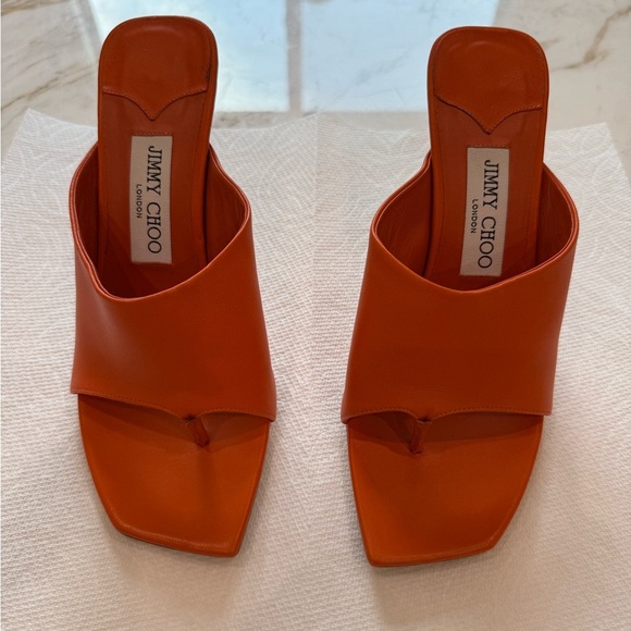 Jimmy Choo Vibrant Orange Mules - Picture 2 of 3